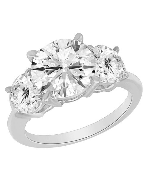 White Gold | Round Three Stone Diamond Engagement Ring Front
