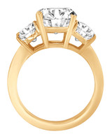 Yellow Gold | Round Three Stone Diamond Engagement Ring Back