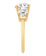 Yellow Gold | Round Three Stone Diamond Engagement Ring Side