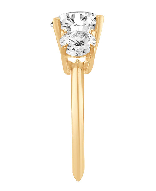 Yellow Gold | Round Three Stone Diamond Engagement Ring Side