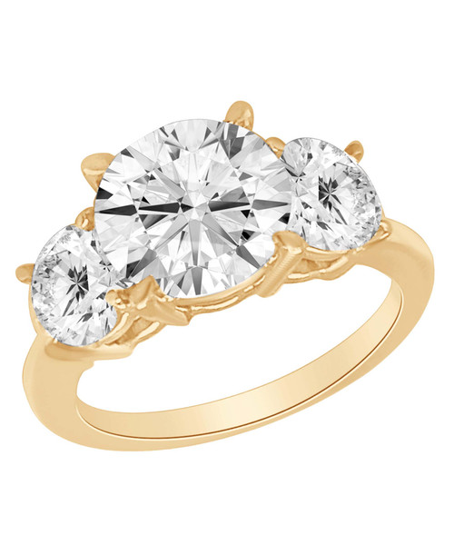 Yellow Gold | Round Three Stone Diamond Engagement Ring Front