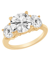 Yellow Gold | Round Three Stone Diamond Engagement Ring Front