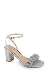 Silver | Rita Bejeweled Strap Block Heel
