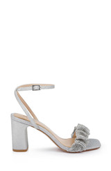 Silver | Rita Bejeweled Strap Block Heel