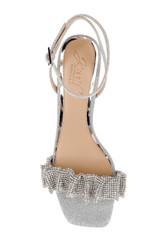 Silver | Rita Bejeweled Strap Block Heel