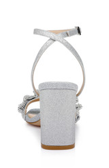 Silver | Rita Bejeweled Strap Block Heel