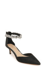 Black Fabric | Robles Crystal Embellished Kitten Heel