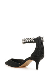 Black Fabric | Robles Crystal Embellished Kitten Heel
