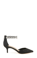 Black Fabric | Robles Crystal Embellished Kitten Heel