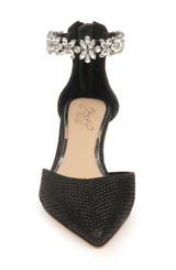 Black Fabric | Robles Crystal Embellished Kitten Heel