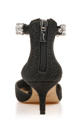 Black Fabric Robles Crystal Embellished Kitten Heel