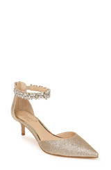 Gold Glitter | Robles Crystal Embellished Kitten Heel