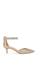 Gold Glitter | Robles Crystal Embellished Kitten Heel