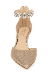 Gold Glitter | Robles Crystal Embellished Kitten Heel