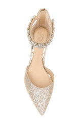 Gold Glitter | Robles Crystal Embellished Kitten Heel