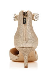 Gold Glitter | Robles Crystal Embellished Kitten Heel