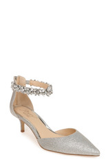 Silver Glitter | Robles Crystal Embellished Kitten Heel