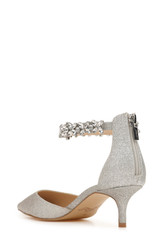 Silver Glitter | Robles Crystal Embellished Kitten Heel