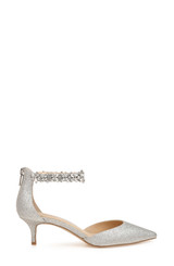 Silver Glitter | Robles Crystal Embellished Kitten Heel