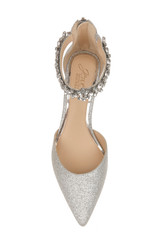 Silver Glitter | Robles Crystal Embellished Kitten Heel