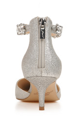Silver Glitter | Robles Crystal Embellished Kitten Heel