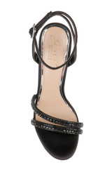 Black | Rochel Platform Block Heel with Gemstone Embellished Straps