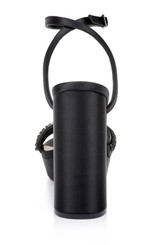 Black | Rochel Platform Block Heel with Gemstone Embellished Straps