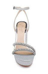 Silver | Rochel Platform Block Heel with Gemstone Embellished Straps