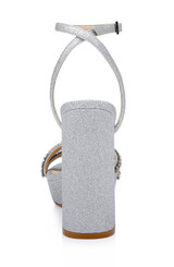 Silver | Rochel Platform Block Heel with Gemstone Embellished Straps