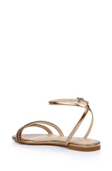 Bronze | Roslyn Metallic Flat Sandal with Crystals
