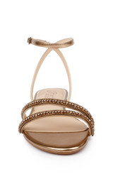 Bronze | Roslyn Metallic Flat Sandal with Crystals