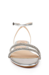 Silver | Roslyn Metallic Flat Sandal with Crystals