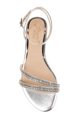 Silver | Roslyn Metallic Flat Sandal with Crystals