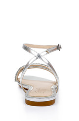 Silver | Roslyn Metallic Flat Sandal with Crystals