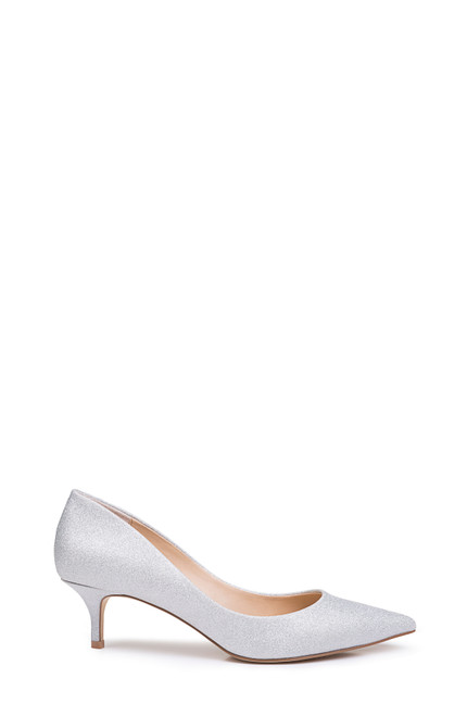 Silver | Royalty Pointed Toe Kitten Heel