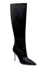 Black Satin | Runway Knee High Boot