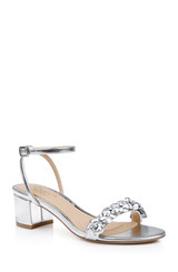 Silver Metallic | Sawyer Low Block Heel Sandals Front Side