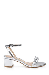 Silver Metallic | Sawyer Low Block Heel Sandals Side