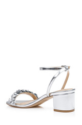 Silver Metallic | Sawyer Low Block Heel Sandals Back Side
