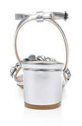 Silver Metallic | Sawyer Low Block Heel Sandals Back