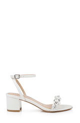 White Metallic | Sawyer Low Block Heel Sandals Side