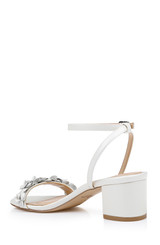 White Metallic | Sawyer Low Block Heel Sandals Back Side