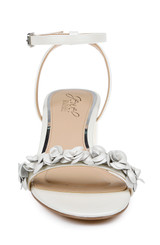 White Metallic | Sawyer Low Block Heel Sandals Front