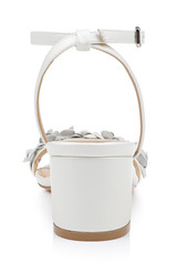 White Metallic | Sawyer Low Block Heel Sandals Back