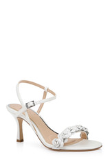 White Metallic | Saylor Mid Stiletto Sandals Front Side