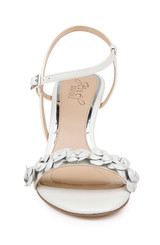 White Metallic | Saylor Mid Stiletto Sandals Front