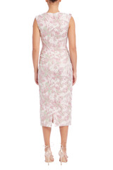 Pink Multi | Sleeveless Bow Neck Sheath Dress Back
