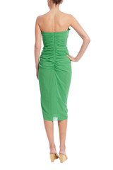 Green | Strapless Ruffle Bodice Draped Cocktail Dress Back