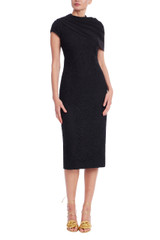 Black | High Neck Black Lace Sheath Dress Front