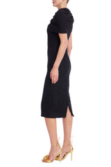 Black | High Neck Black Lace Sheath Dress Side